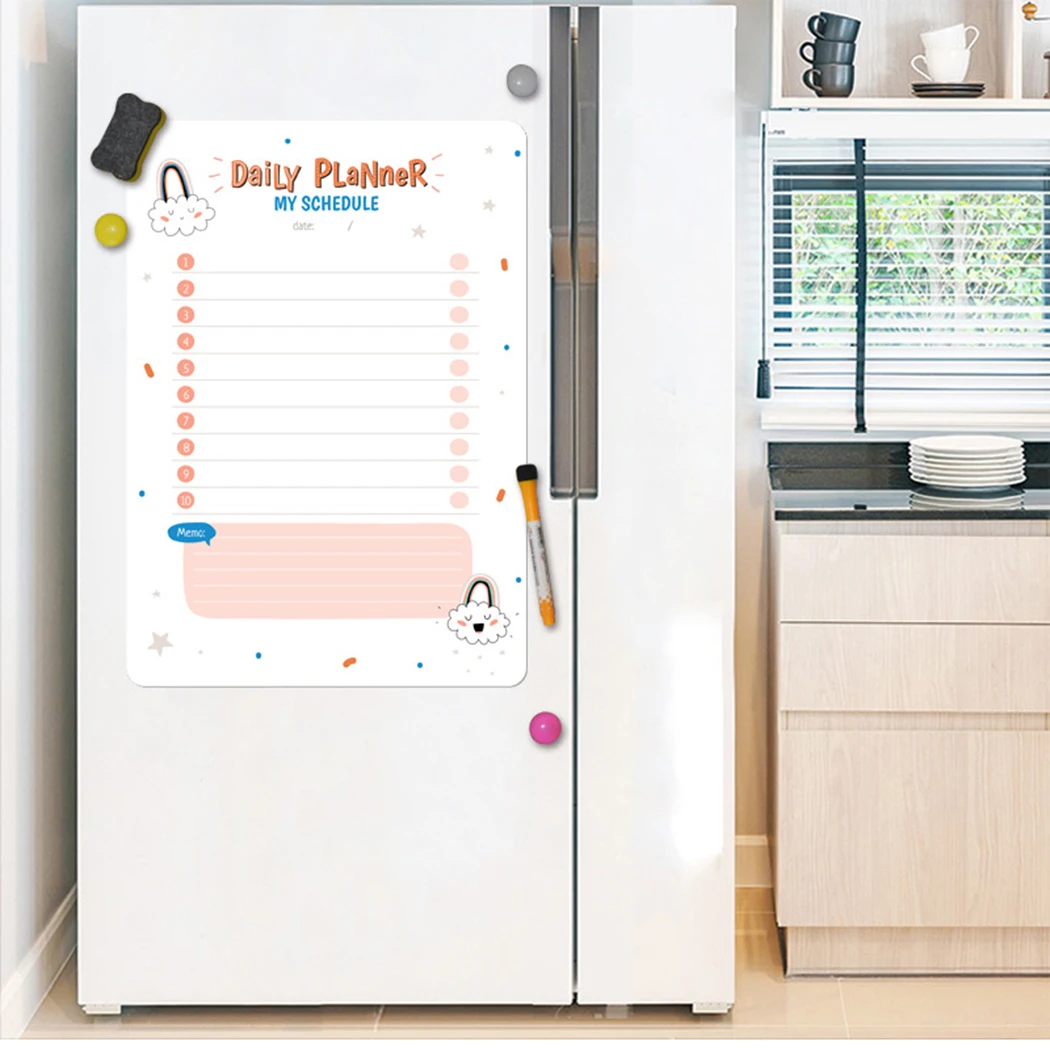 1pcs Magnetic Whiteboard Fridge Magnets Schedule Fridge Planner Writing Record Message Board Remind Memo Kitchen Notice Board