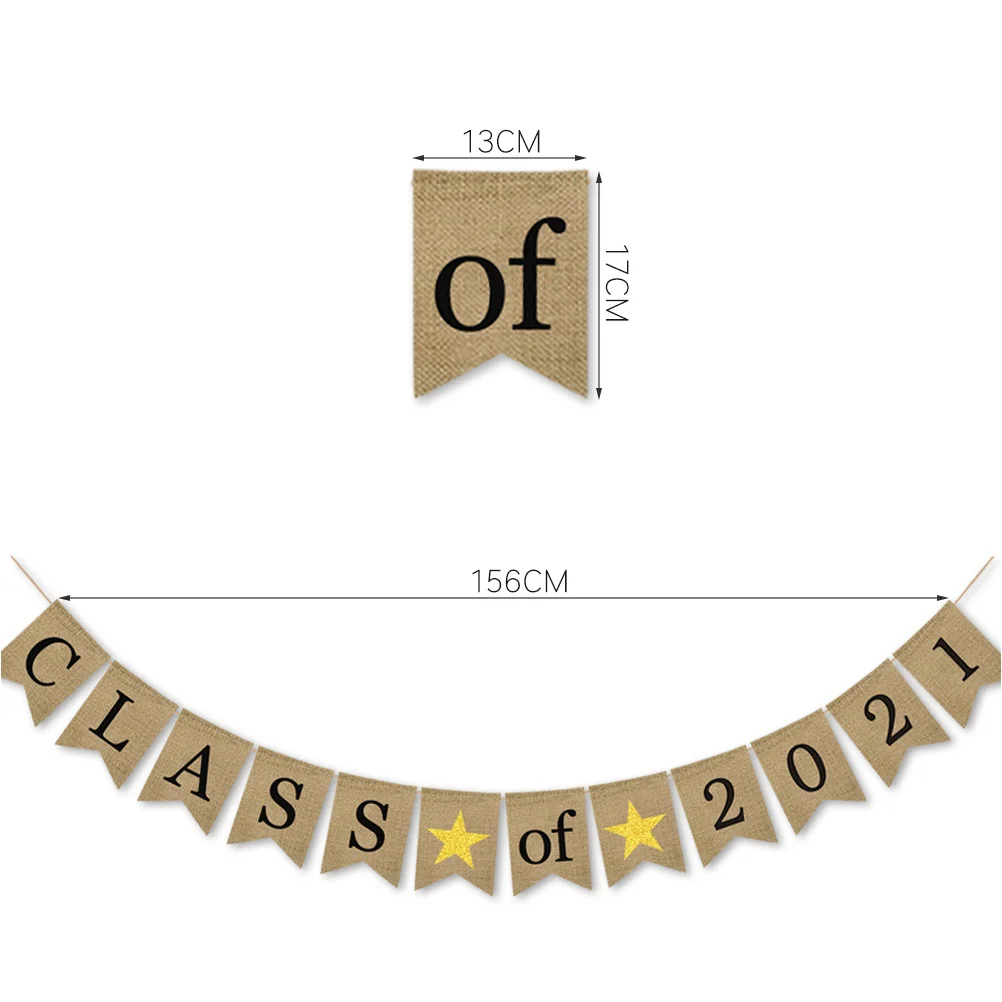 

1pc Graduation Party Decoration Banner Garland Class of 2021 Flags Wall Hanging Linen Bunting Supplies Decorations