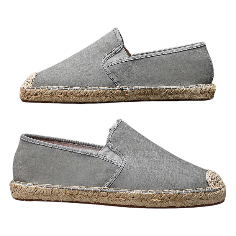 Men's Espadrilles Breathable Canvas Casual Shoes Male Loafers Hand Made Straw Woven Walking Sneakers Father Jogging Shoes S39-46