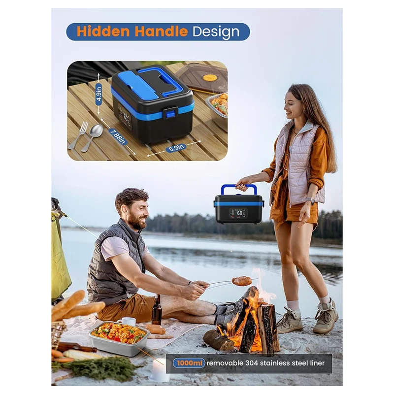 

AC39-Cordless Electric Lunch Box, Rechargeable Self-Heating Food Warmer With 16000Mah Battery,For Work/Travel/Car/Office