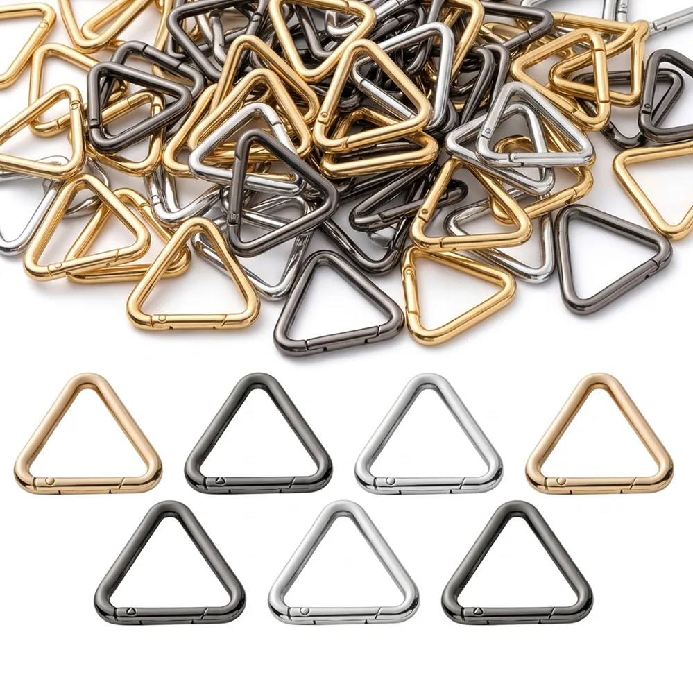 5/10Pcs Zinc alloy Triangle Spring Ring Openable Bag Belt Strap Buckle Carabiner Connect Keyring Dog Chain Snap Clasp Trigger