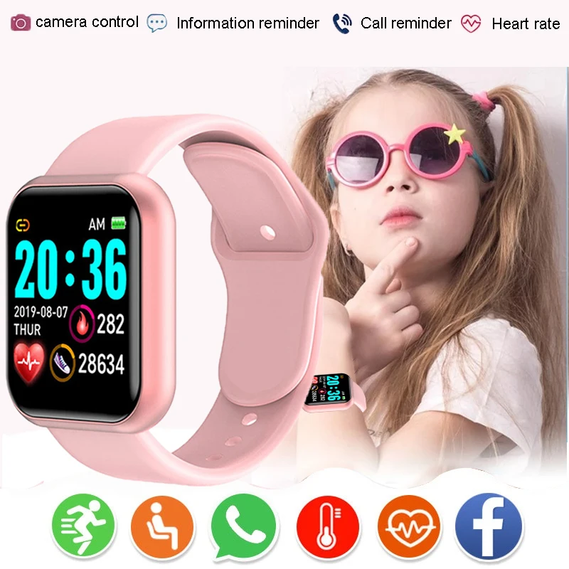 Reloj inteligente Y68 para niño y niña, pulsera deportiva con control del ritmo cardíaco y de la sangre