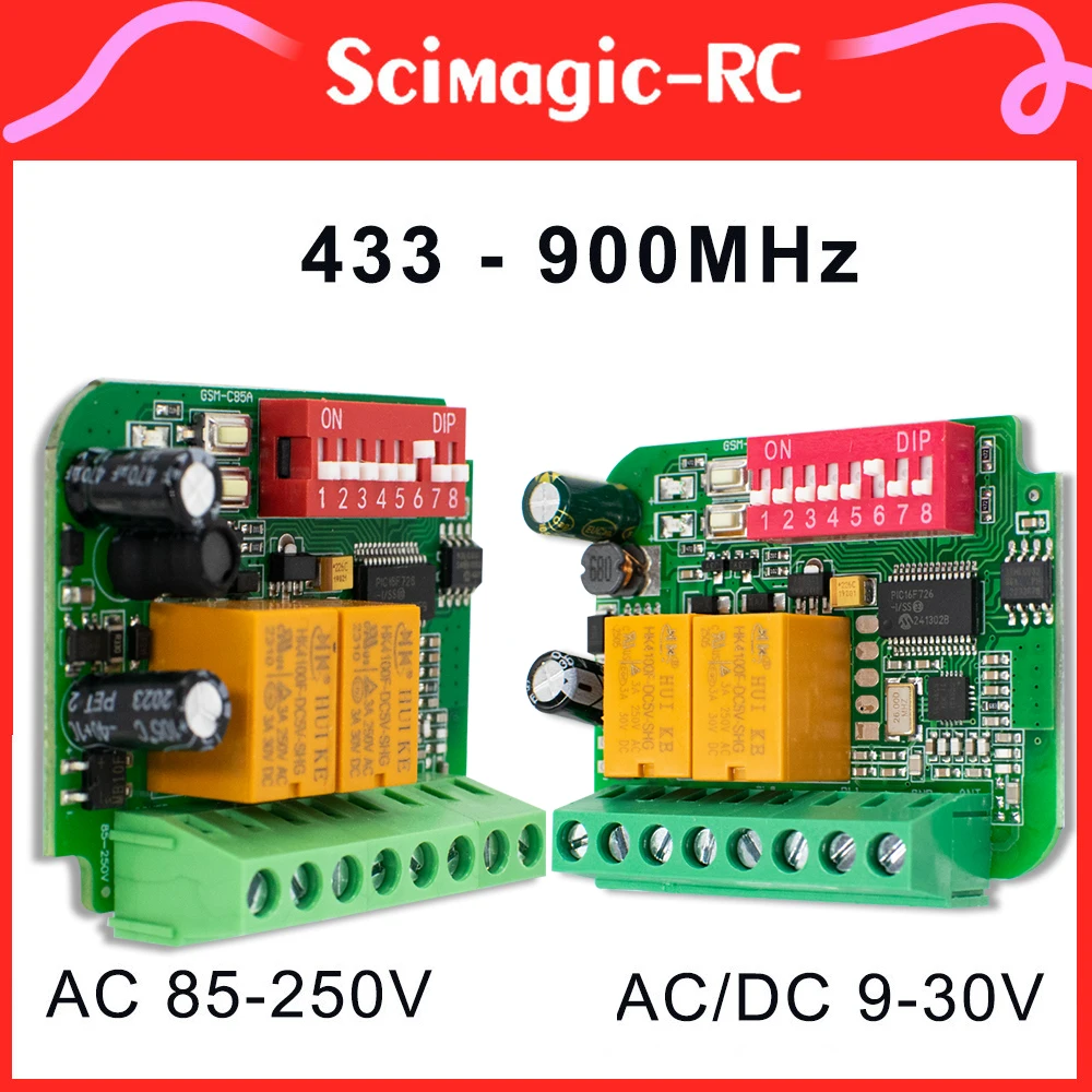 

Garage Door Remote Control Receiver 300- 868MHz 433MHz Universal Switch for Gate Command Opener