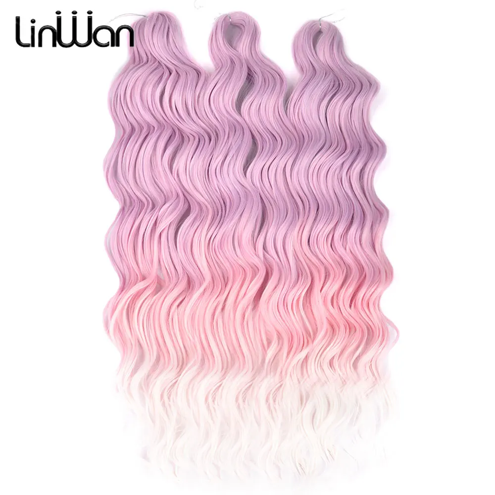 

Свободные наращивание волос с глубокими волнами, 24-дюймовые синтетические глубокие вьющиеся волосы, вязанные крючком, омбре, светлые, коричневые волосы Анны