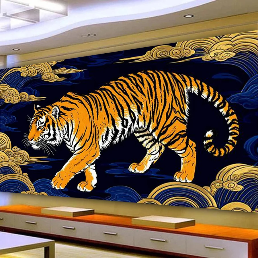 

Tiger Large Size Diy Diamond Arts For Adults Painting Abstract Cloud Animals Full Square Round Drill Mosaic Embroidery Picture