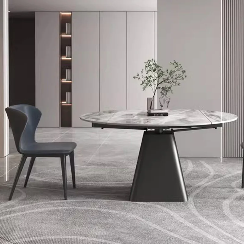 Table à manger pliante rotative à mécanisme d'extension nordique, meubles de maison de luxe, 6 personnes