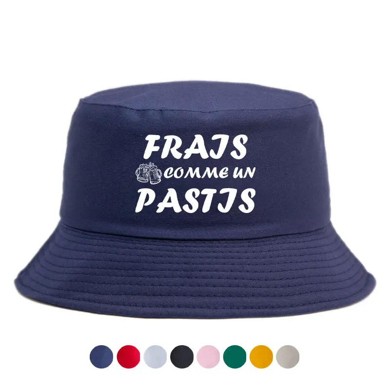 Frais Comme Un Pastis Print Fashionable Reversible Bucket Hat Unisex Adult Daily Travel Sun Visor Panama Hat Spring Summer Bob