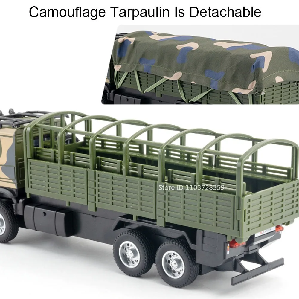 Ciężarówka transportowa w skali 1:35 Modele samochodów wojskowych Metalowe odlewy ciężarówkowe HONGQI Pojazdy rakietowe Dźwięk Światło Pociągnij do tyłu dla chłopców Prezenty