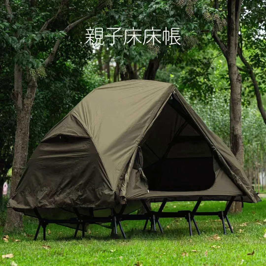 Outdoor Tent Folding Portable Double-layer Rainproof, Windproof And Warm Off-ground Tent Motorcycle Travel Fishing Single Tent