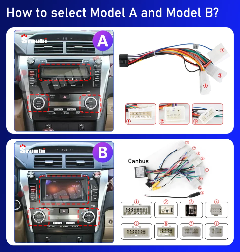 Srnubi Android 11 Car Radio for Toyota Camry 7 XV 50 55 2011 - 2014 Multimedia Player 2 Din Carplay Stereo 4G GPS DVD Head Unit