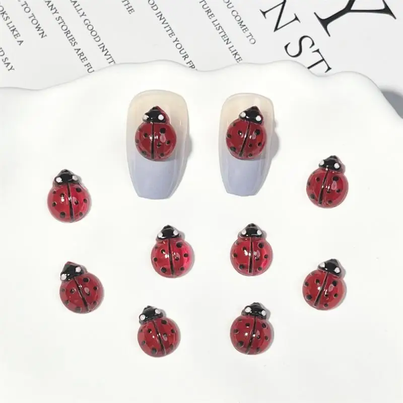 Nail Stickers Resin Cute Cartoon Animal Accessories Not Easy To Fade Animal Stickers Healthy Ladybug Uniform Color Manicure