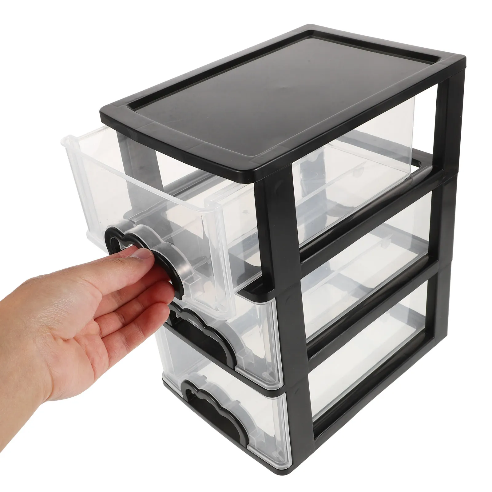 Plastic Organizer Box Mini 3-Layer Desktop Drawer Storage Case Stackable Stationery Storage Organizer