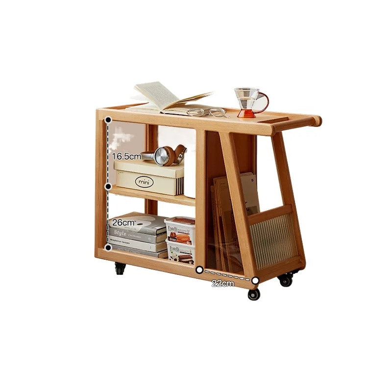 

Solid wood with wheels, sofa side cabinet, side cabinet, household trolley, coffee table, movable tea table
