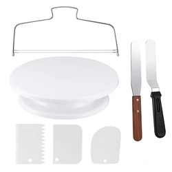 11Inch Cake Turntable Set Icing Smoother Cake Leveler DIY Cake Stand Cream Spatula Decorating Tools Rotary Table Pastry Supplies