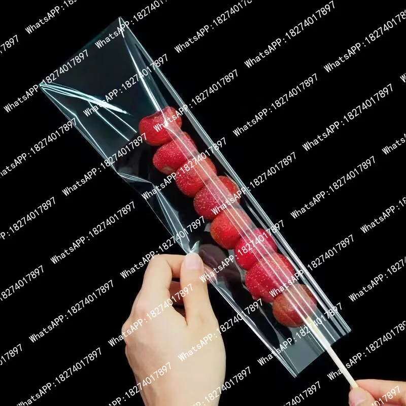 

800pcs Plastic Long Strip Bag Transparent Open Top Cellophane Bag for Baking Cake Dessert Candy Candied Fruit