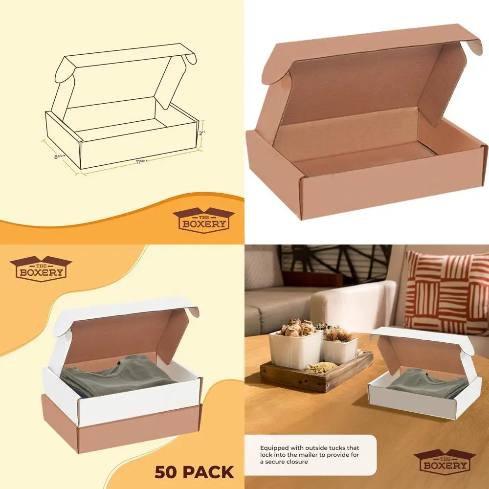 

11.125 x 8.75 x 2 Inches, 50-Pack Brown Corrugated Shipping Boxes, Durable for Small Business Mailing and Packaging