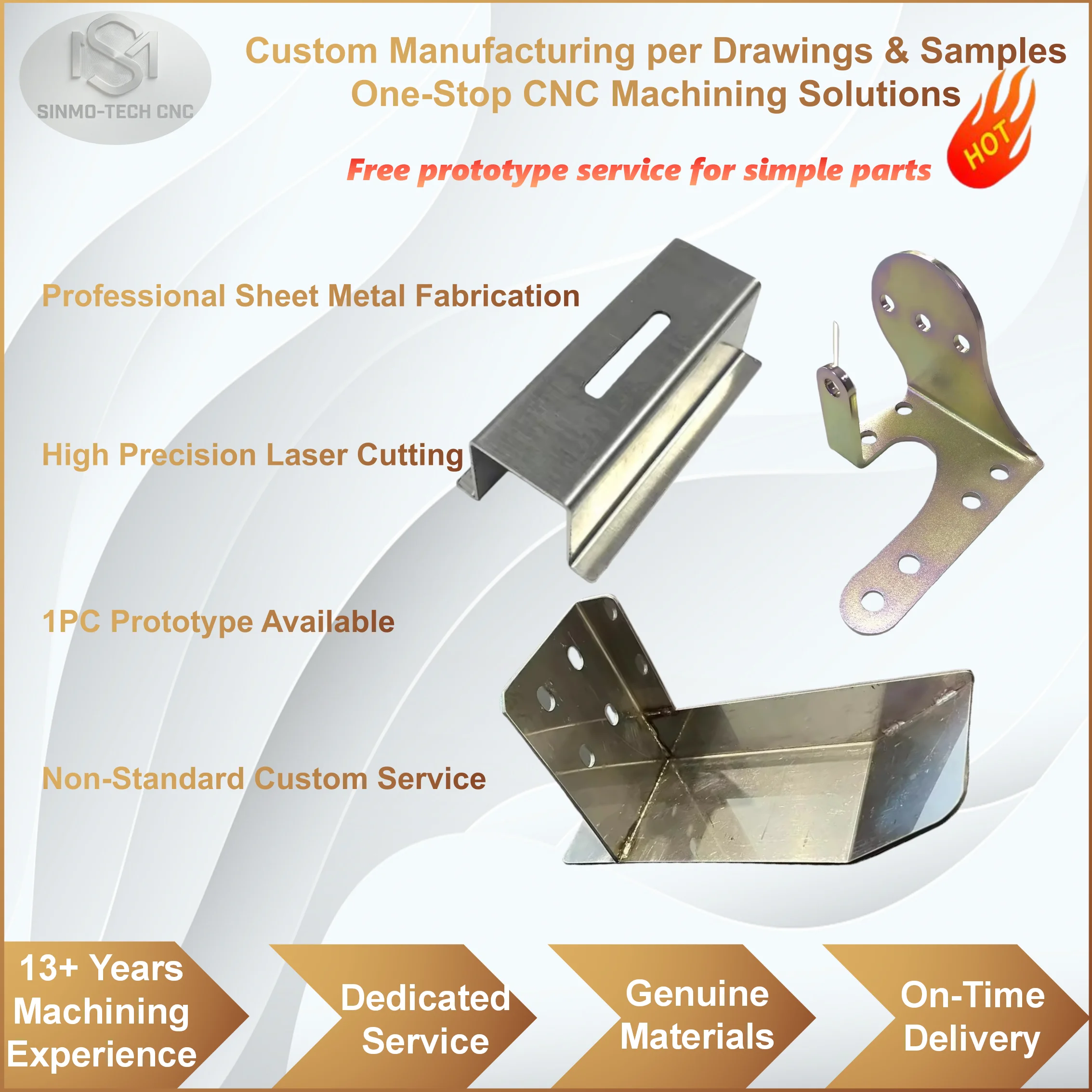 

Custom Sheet Metal Fabrication Laser Cutting Bending Service Aluminum Stainless Steel Non Standard OEM Parts