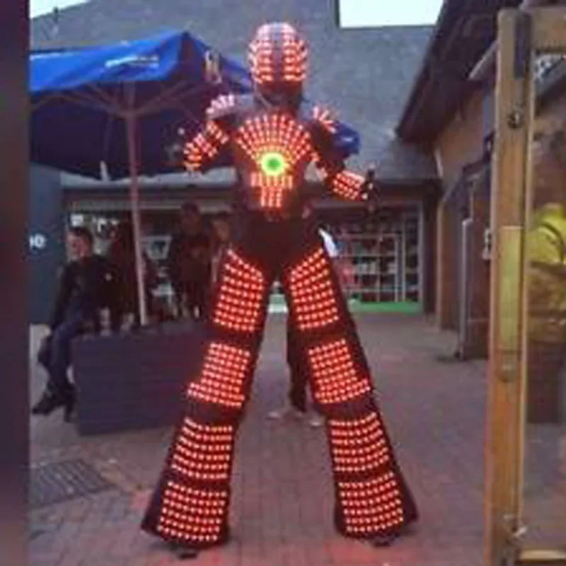 David Guetta Robot With LED Helmet RGB Flashing LED Costume Light Suits LED Robot Suits Kryoman Robot