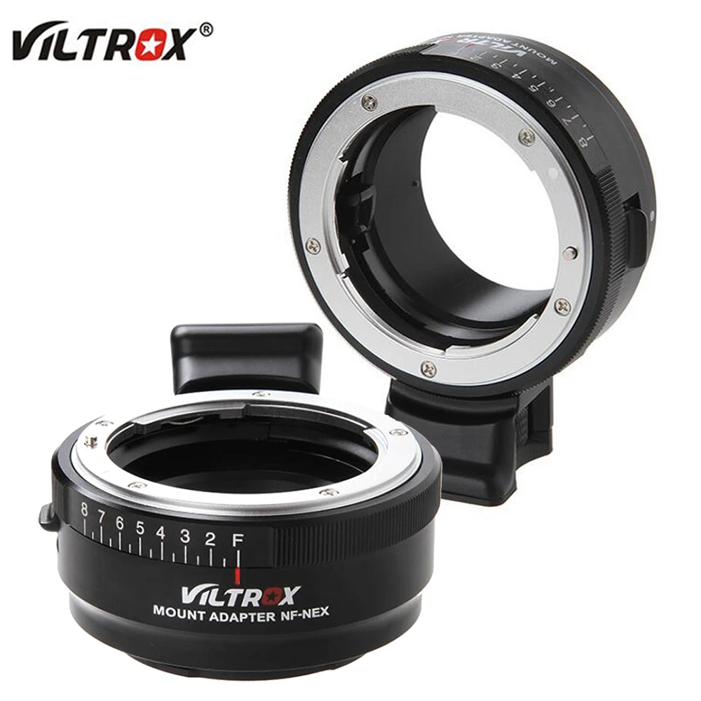 Anel adaptador de lente de abertura ajustável Viltrox NF-NEX para lente Nikon F AF-S AI G para câmera Sony E NEX A7 A7R NEX-5N NEX-7N VG20