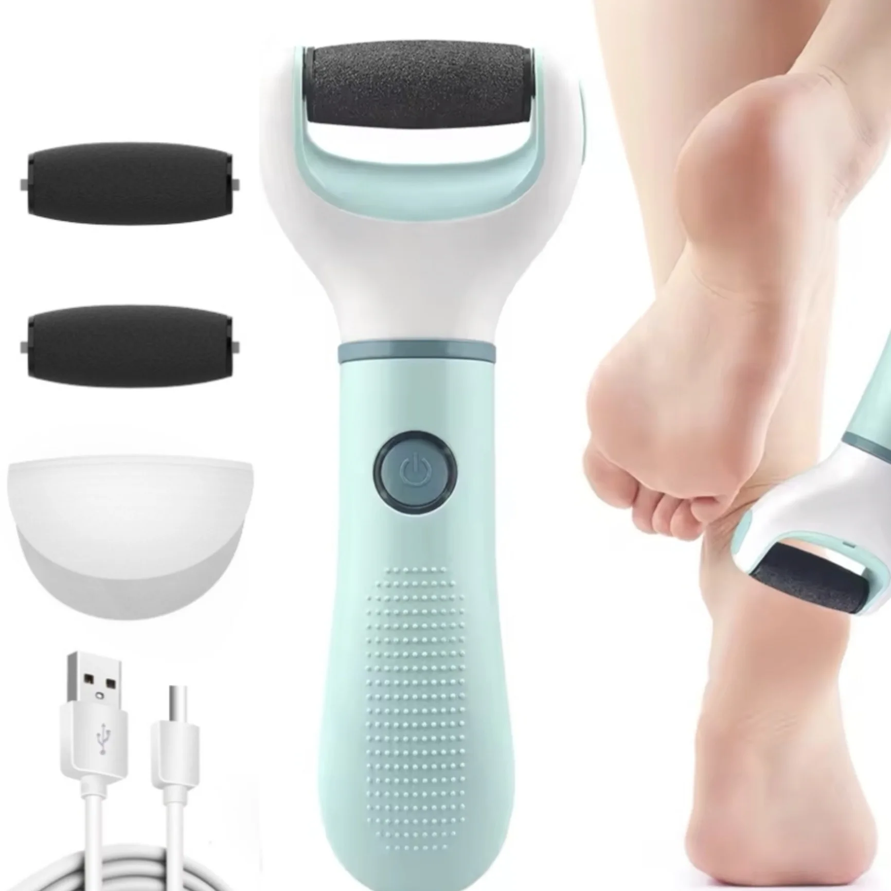 Kit eléctrico para quitar callos de pies, lima limpiadora de pies impermeable recargable, kit de herramientas de pedicura profesional para el cuidado de los pies muertos
