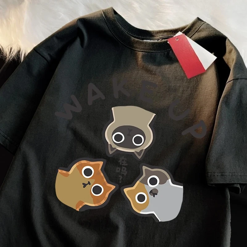 

Модная футболка Wake Up 3 Cats Onlookers, одежда, футболка, модная футболка с круглым вырезом, женская одежда, топ Harajuku Y2K