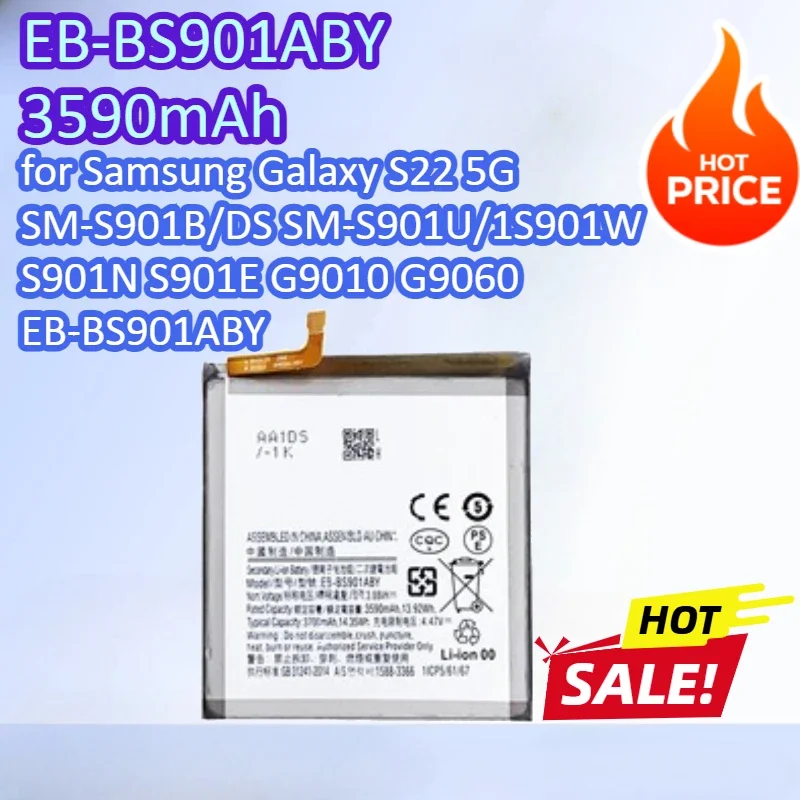 [EB‑BS901ABY] for Samsung Galaxy S22 5G SM‑S901B/DS SM‑S901U/1S901W S901N S901E G9010 G9060 Mobile Phone Battery 3590mAh