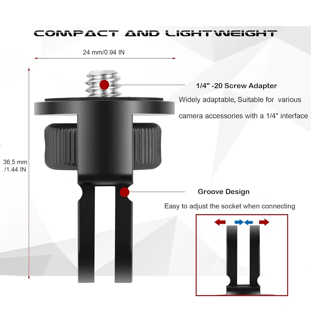 Aluminum Tripod Mount Adapter ¼-20 Conversion For GoPro Hero 12 11 10 9 8 7 5 Insta360 X2 X3 DJI Osmo Action Camera Accessories