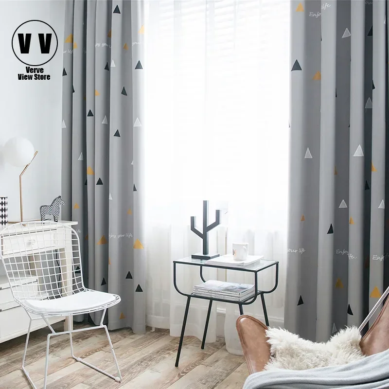 

Geometric Blackout Curtains for Children's Room, Window Drapes, High Shading, Modern Thick, Blinds, Living Room Kids Room Decor