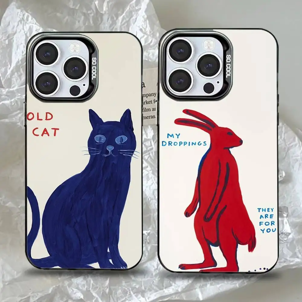 

D-David Shrigley Visual Arts Phone Case For iPhone 16,15,14,13,12,11,Pro,Max,Plus,Mini,XS,SE Anti Fall Black Matte Hard Bumper