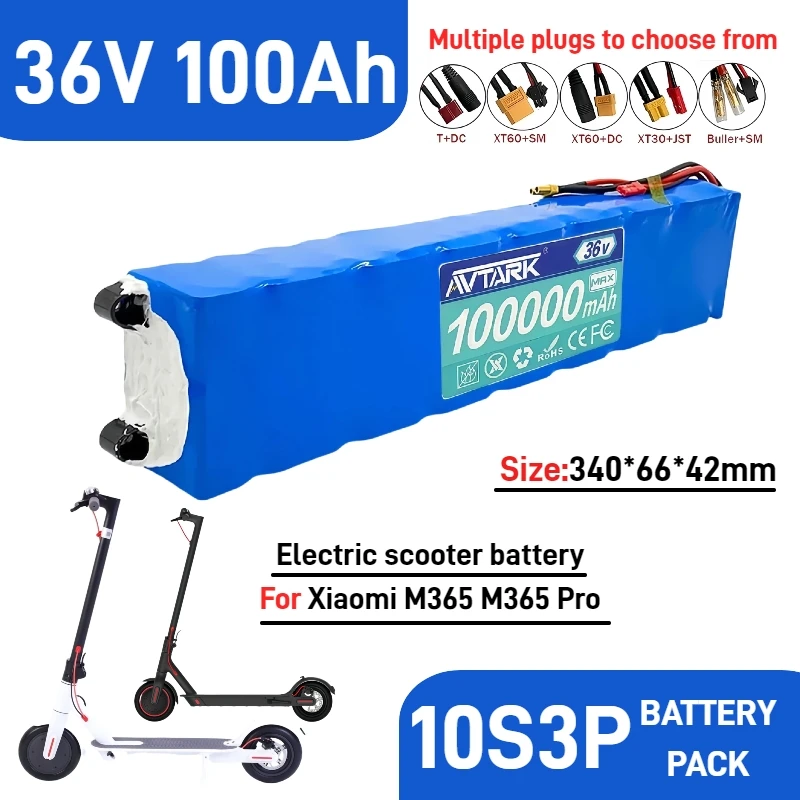 

Original 10S3P Battery Pack 36V 100000mAh 18650 Rechargeable Li-ion Battery, for Xiaomi E-scooter Special Battery Pack