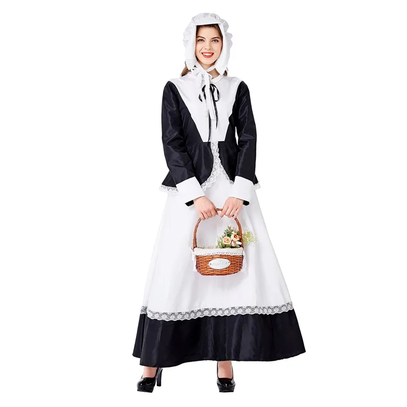 

Stage Performance Pastoral Style Maid Cosplay Costume Halloween Anime Alice in Wonderland Lolita French Cook Fancy Dress