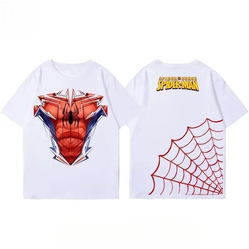 تي شيرت Marvel Genuine Marvel Joint Spider-Man مطبوع بأكمام قصيرة للرجال والنساء برقبة دائرية فضفاضة ومريحة
