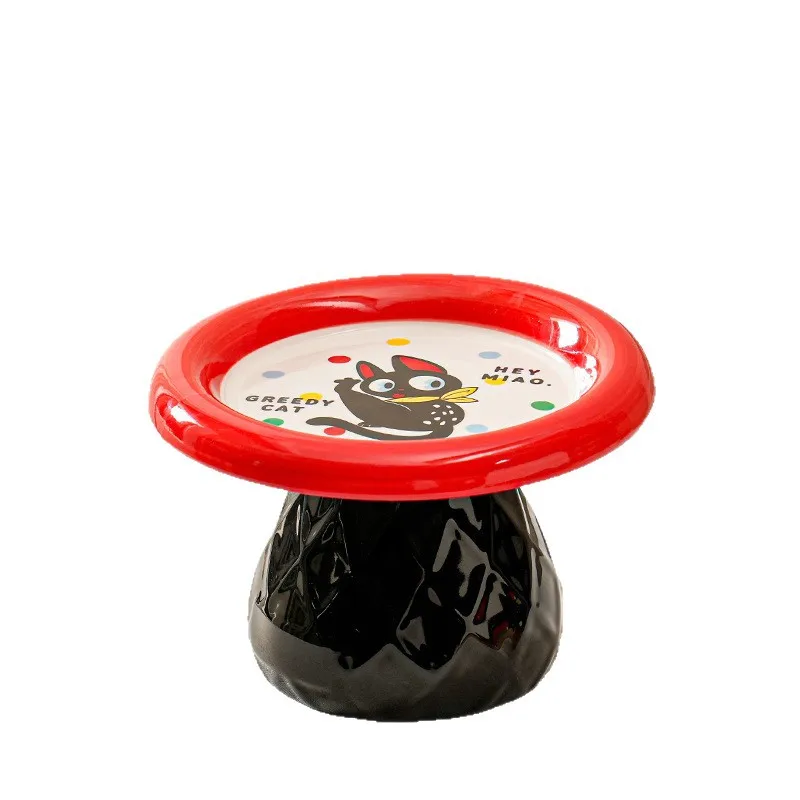 

Ceramic black cat large diameter cat bowl neck protection, not easy to overturn the dog bowl