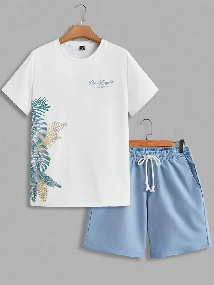

Summer casual men's T-shirt shorts set, street city fashion men's short sleeved top, outdoor sports men's sports shorts, lightwe