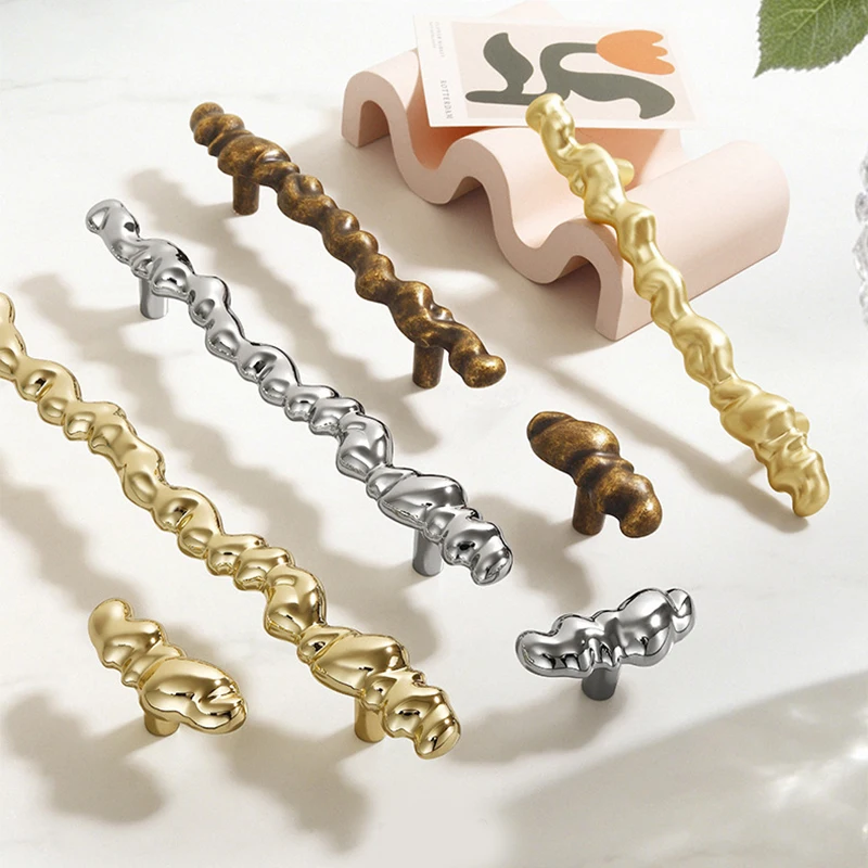 WV Gold Antique Style High-End Light Luxury Cabinet Door Handle Metal Wardrobe Door Knob for Shoe Cabinet Bedside Table