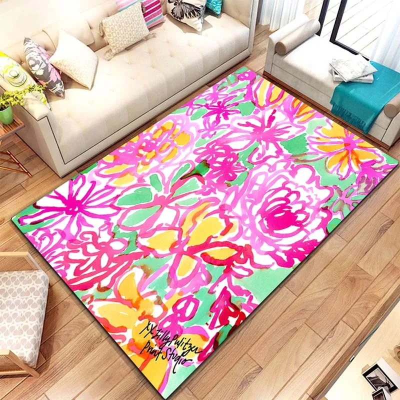 Lilly-pulitzer Design pittura tappeto tappeto per soggiorno decorazioni per la casa divano tappeti da tavolo camera da letto tappetino antiscivolo