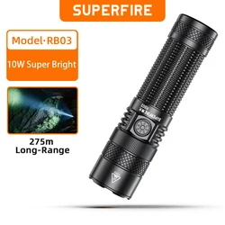 SUPERFIRE RB03 Led 1000Lumen Flashlight Powerful EDC Torch Portable Zoom Type-C Rechargeable Telescopic Focus Outdoor Lantern