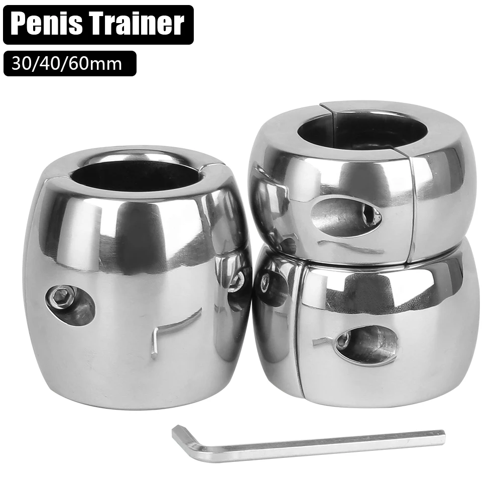 448-833g Heavy Stainless Steel 30-60mm Penis Ring for Men Cock Exerciser Scrotum Lock Testis Stretcher Sex Toys Male Masturbator