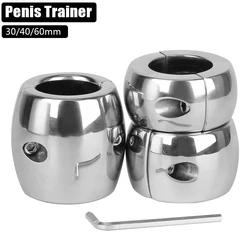 448-833g Heavy Stainless Steel 30-60mm Penis Ring for Men Cock Exerciser Scrotum Lock Testis Stretcher Sex Toys Male Masturbator