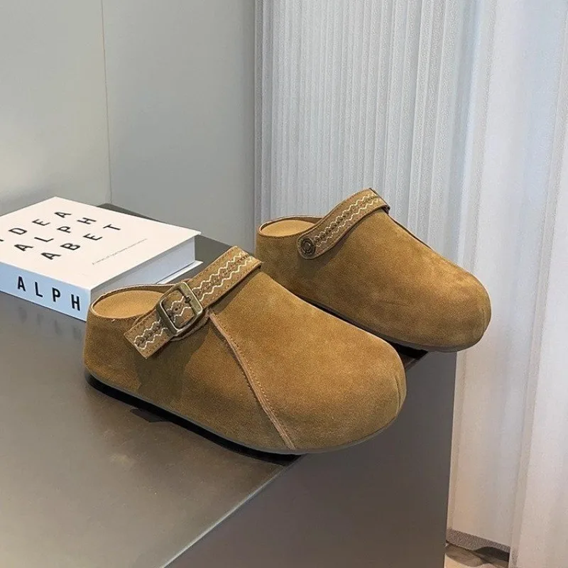 

Women Shoes Slingback Mules Slippers Autumn New Buckle Sport Walking Work Ladies' Sneakers Suede Casual Flats Platform Slides