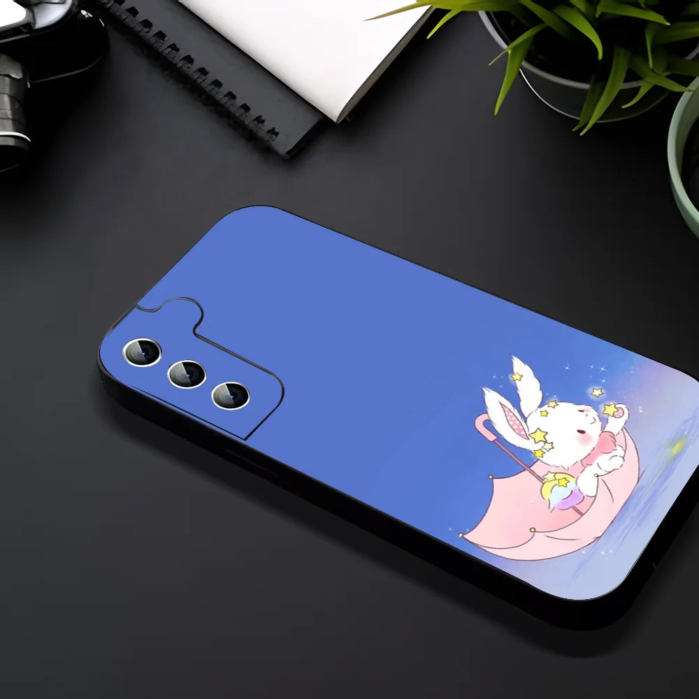 Cute W-Wishing R-Rabbit Phone Case For Samsung Galaxy A52 A12 A51 S21 Edge S22ULTRA S23 S24 S20LITE Plus Ultra Black Cover