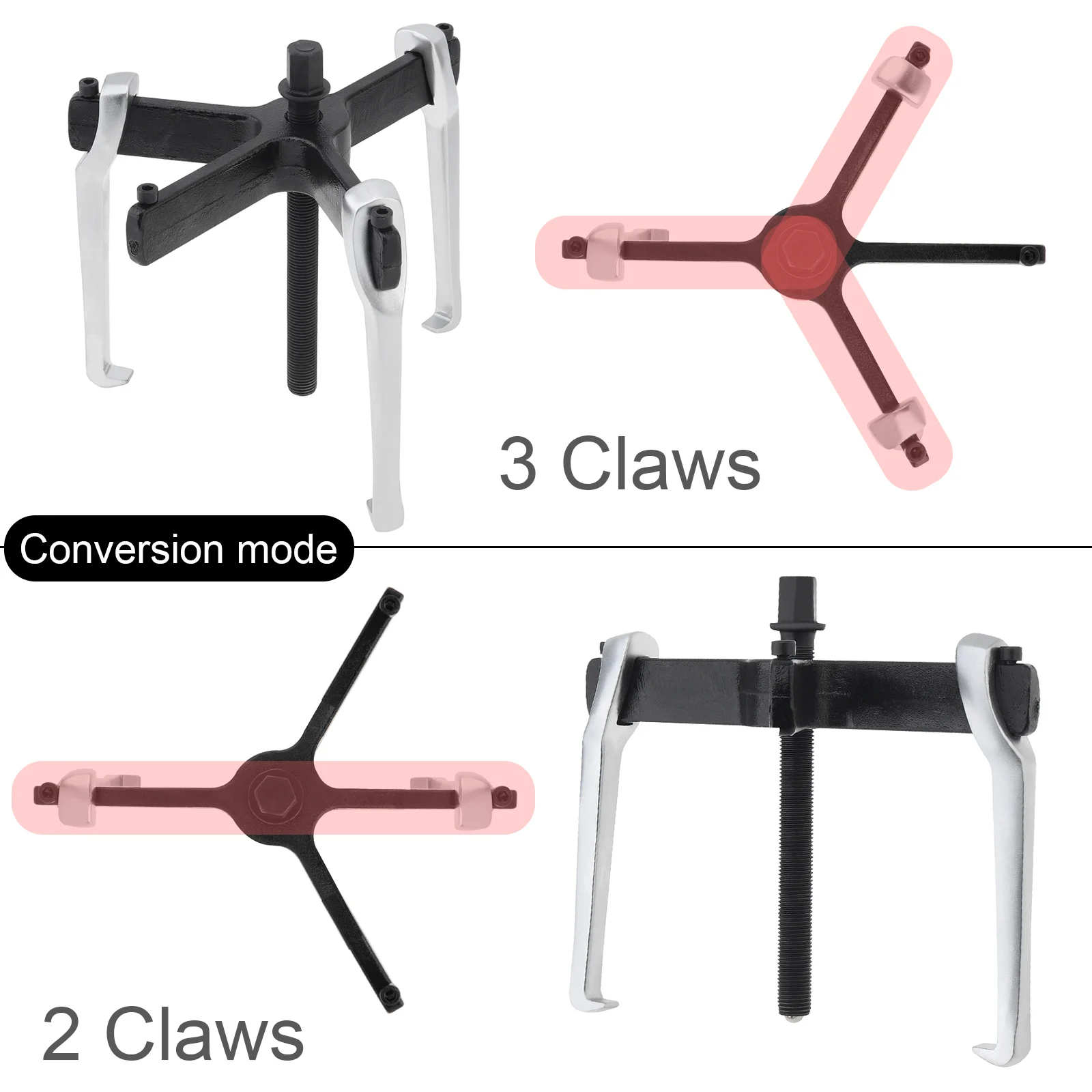 8 inch 3 Claws Convertible 2 Claws Bearing Puller for Auto Car Repair Disassembly Hand Tool Forge Stamp Remover Puller Extractor