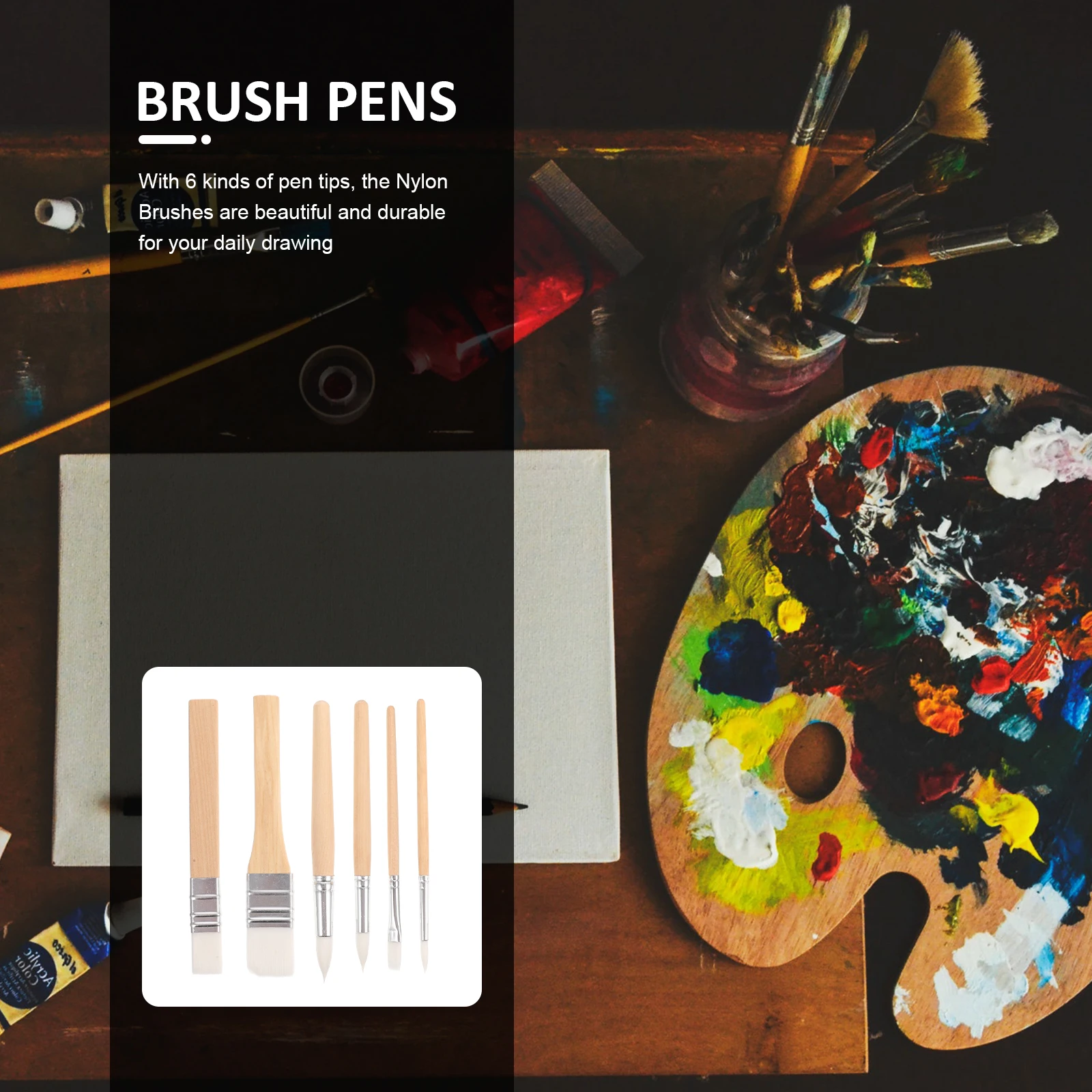 

6 Pcs Paint Brush Set Brushes for Watercolor Painting Small Nylon Drawing Pens Brushing