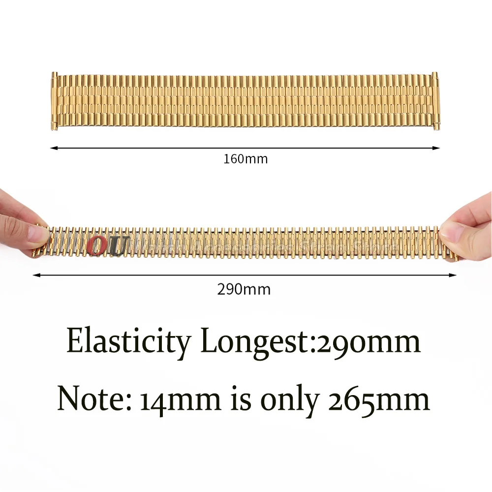 12mm 14mm 16mm 18mm 20mm 22mm Stainless Steel Elastic Watch Band for Seiko Men Women Bracelet Silver Gold Metal Expansion Straps image 6
