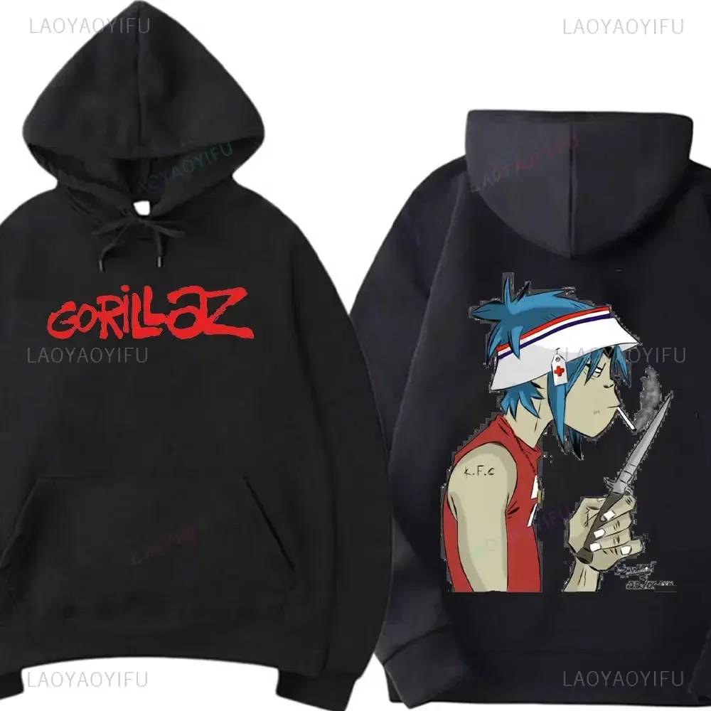 New in Hoodies & Sweatshirts Rock Print Hoodies Music Band Gorillazs Punk 90s Casual Fashion Sports Tops New Men Pullover Unisex