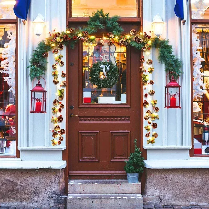 Guirnalda de luces navideñas para exteriores, impermeable, cono de pino navideño, LED, alambre de cobre, guirnalda de hadas, lámpara decorativa para Patio y vacaciones