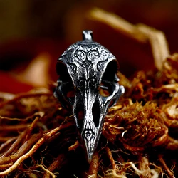 Vintage Unique Stainless Steel Viking Crow Skull Pendant Punk Mens Personalized Animal Necklaces Hip Hop Trend Jewelry Wholesale