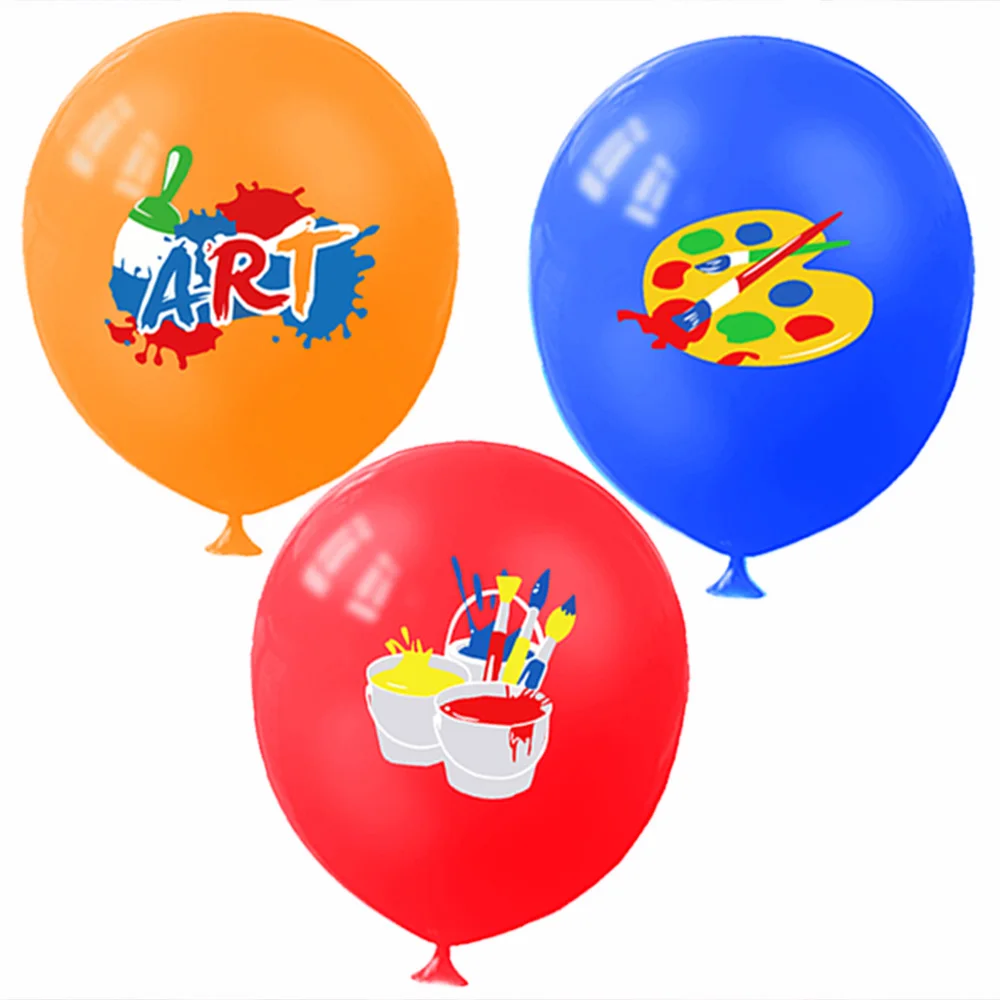 15 Pcs Art Party Balloons Printed Artist Latex Balloons Art Classroom Paint Class Painting Paintbrush Birthday Party Decorations