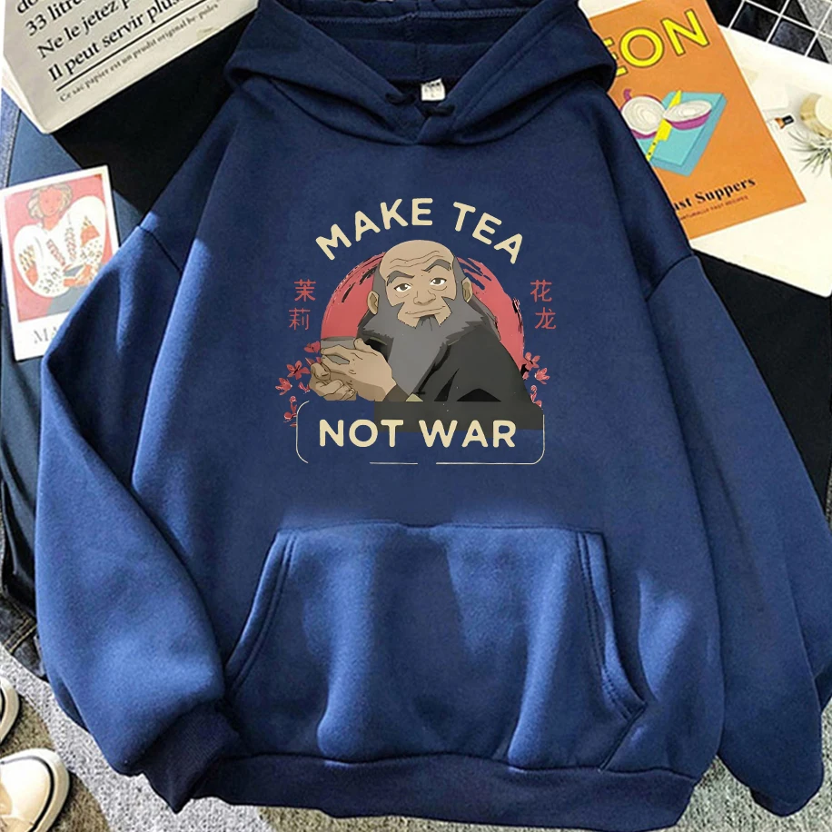 الصورة الرمزية آخر Airbender الرجال هوديس Iroh جعل الشاي لا الحرب أعلى طويلة الأكمام المتضخم هوديس أزياء عارضة الرجال النساء الملابس
