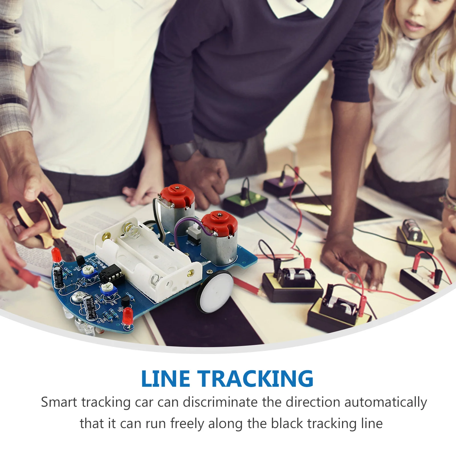 

1Set Smart Robot Car Tracking Kit Easy Assemble Electronic DIY Soldering Project Educational Science Experiment Stem Practice